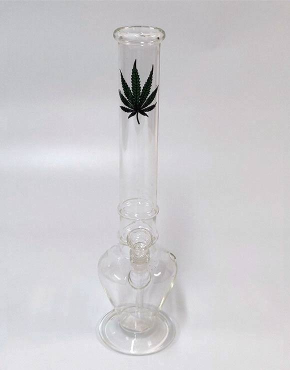 Bong Cristal Hoja Marihuana Amarillo 12,5 cm