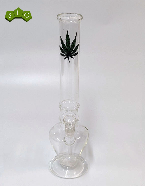 Bong Cristal Hoja Marihuana Amarillo 12,5 cm